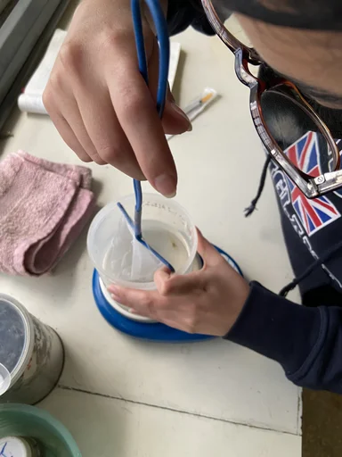 Preparación de una muestra en el laboratorio.